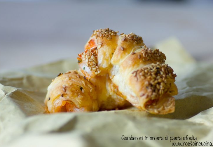 Gamberoni in crosta di pasta sfoglia